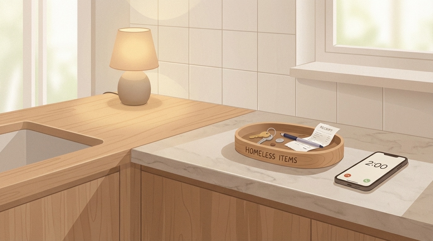 Minimal countertop with simple calming setup