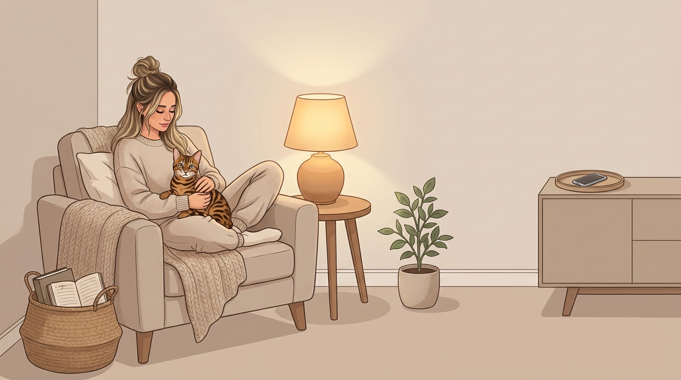 Cozy rest zone corner with plants