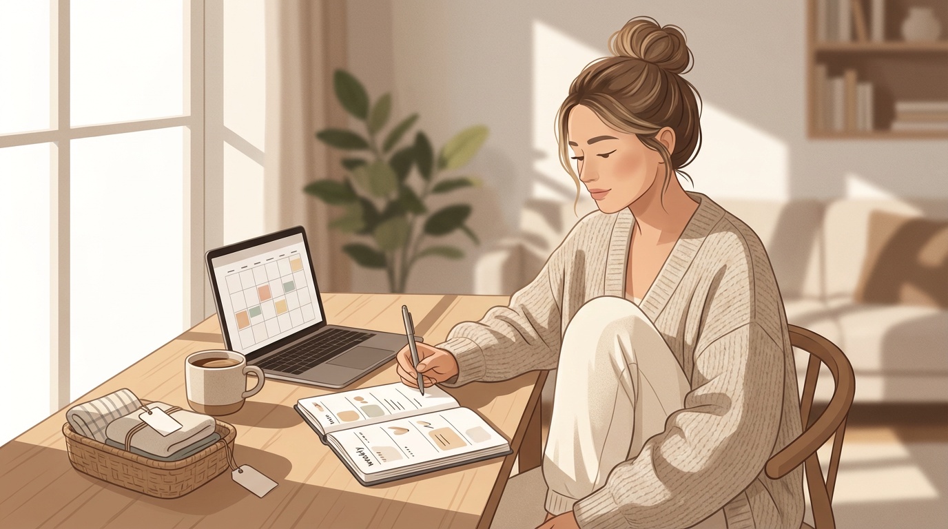 Evening reset routine with tidy surfaces