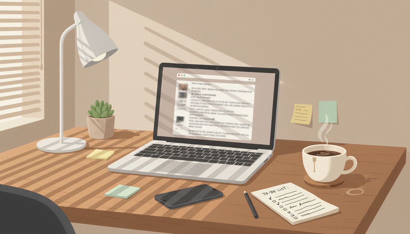 Afternoon slump with phone and laptop