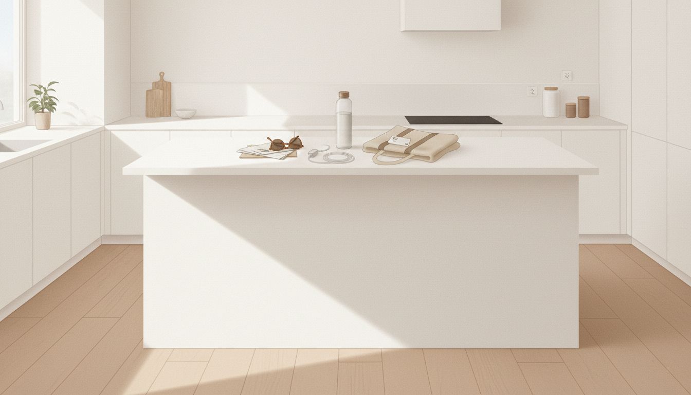 Calm home space with visible clutter cues