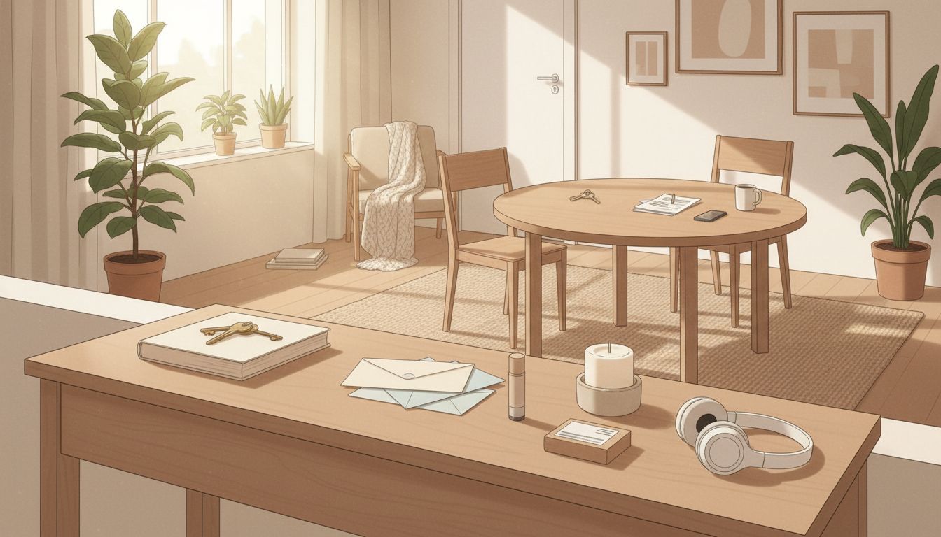 Kitchen counter acting as clutter drop zone