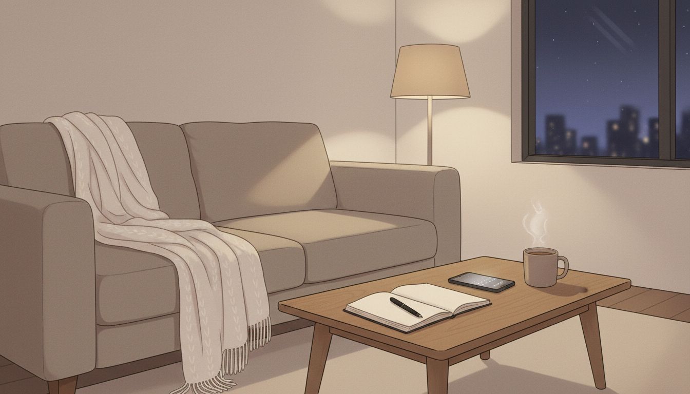 Sunday reset planning with notebook and coffee