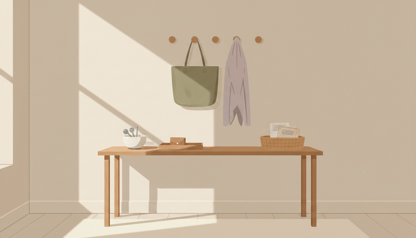 Organized entry drop zone with baskets