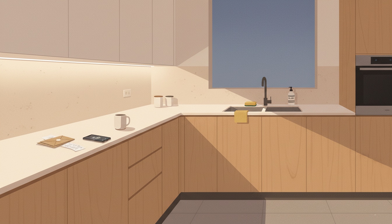 Evening home reset routine in kitchen