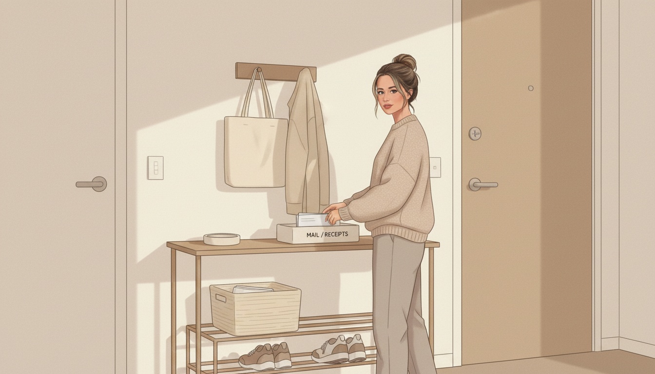 Organized entryway drop zone and key tray