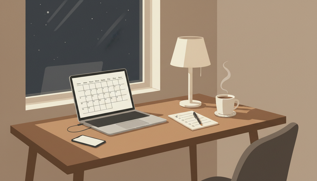 Sunday weekly planning setup with calendar