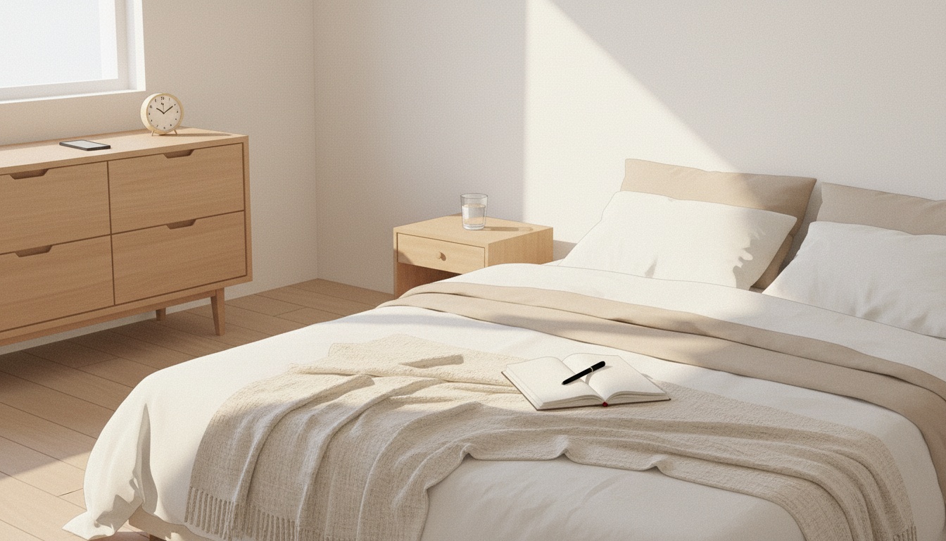 Calm morning routine setup with notebook