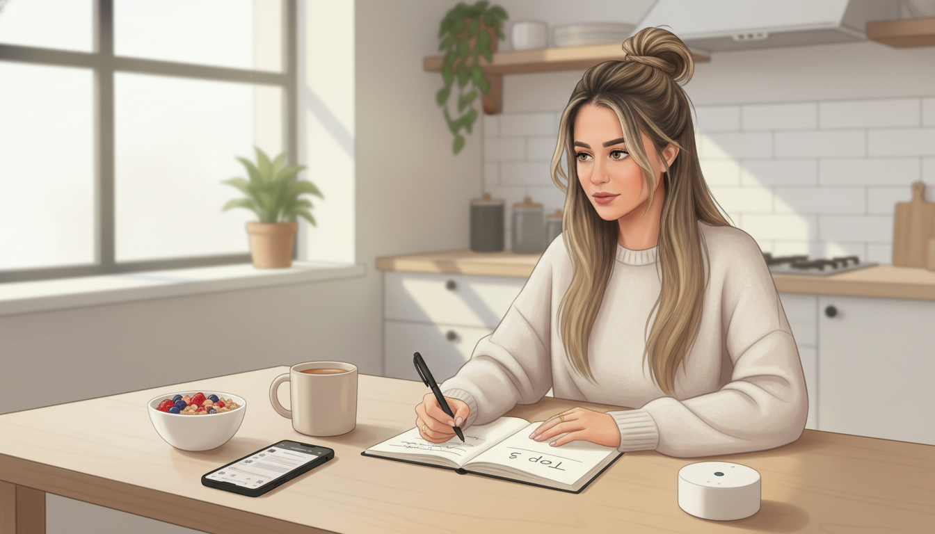 Gentle morning stretch with sunlight at home