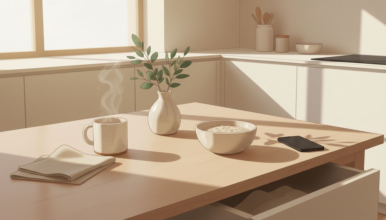 Calm morning routine with mindful pace