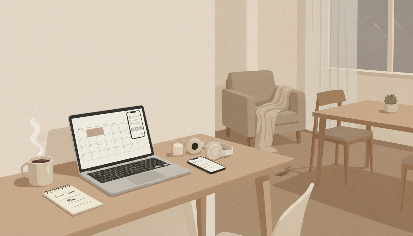 Cozy weekly reset planning on Sunday evening