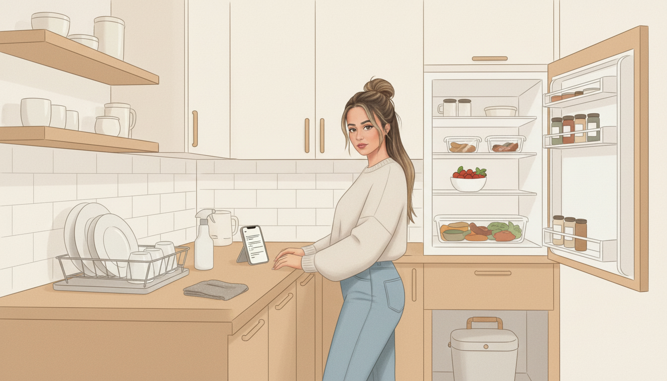 Simple weekly reset checklist and tidy kitchen