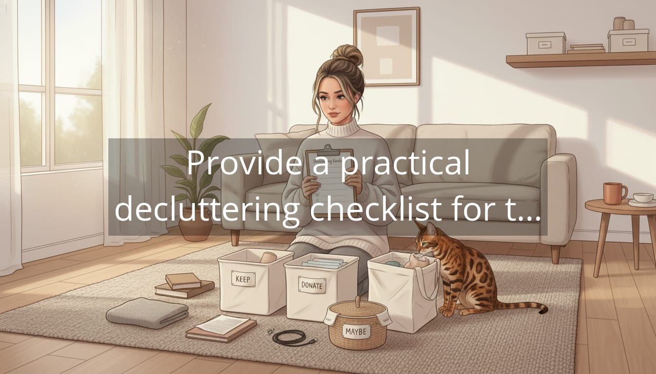 Provide a practical decluttering checklist for the home