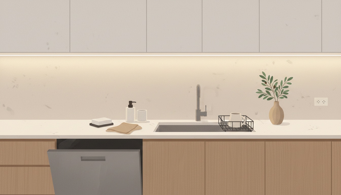 Calm evening reset routine in kitchen
