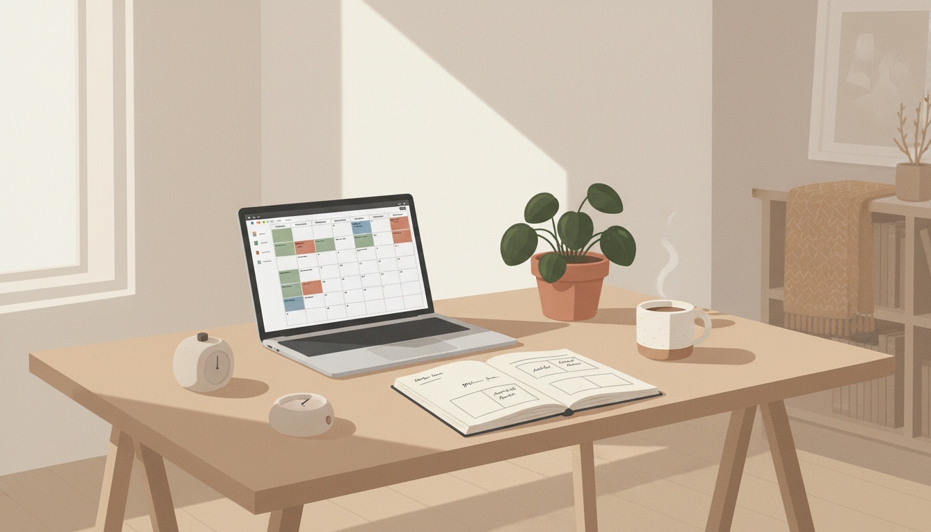 Weekly planning rhythm with calendar blocks